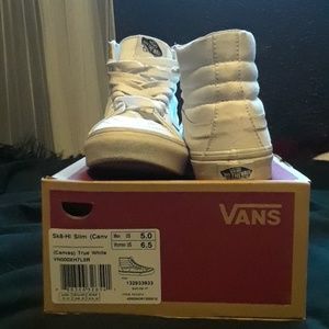Sk8 Hi slim true white vans
